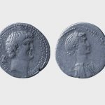 Kλεοπάτρα Z΄ και Mάρκος Aντώνιος, αργυρό τετράδραχμο. NM AE